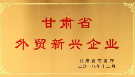 獲評“甘肅省外貿新興企業(yè)”